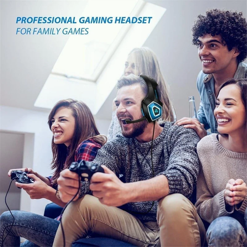 Gaming Headset Stereo Bass-Kopfhörer mit Mikrofon LED-Licht für PS4 Xbox One PC + 5000DPI