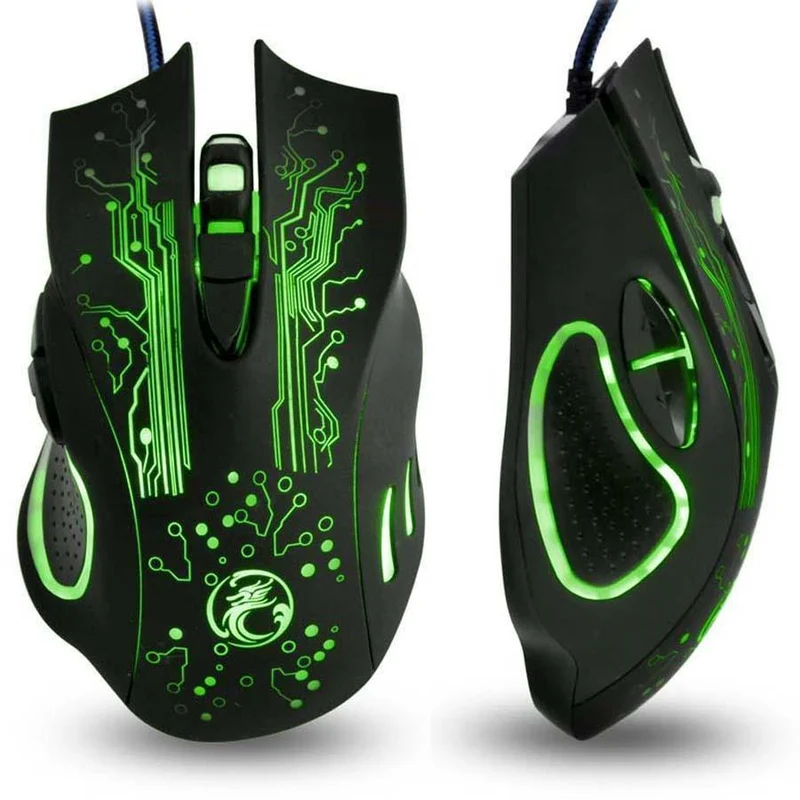 Gaming Headset Stereo Bass-Kopfhörer mit Mikrofon LED-Licht für PS4 Xbox One PC + 5000DPI