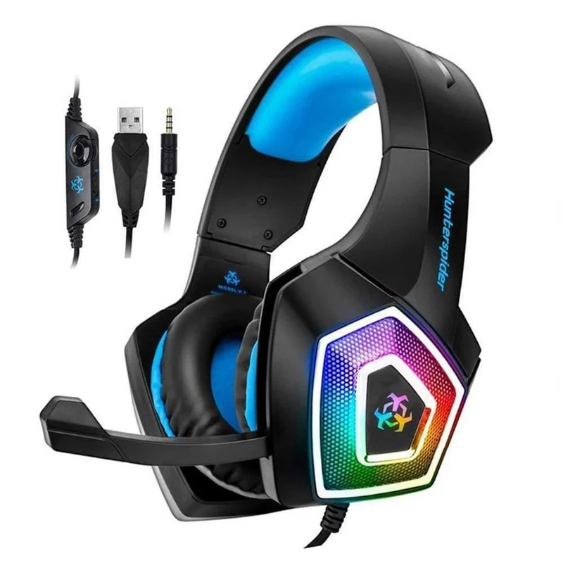 Gaming Headset Stereo Bass-Kopfhörer mit Mikrofon LED-Licht für PS4 Xbox One PC + 5000DPI