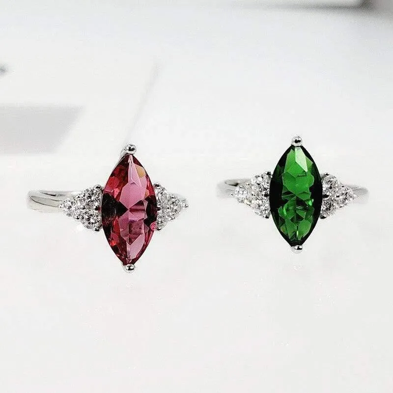 925 Sterling Silber Luxus Diamant Ring Frauen S925 Echt Reines Silber Smaragd Rubin Edelstein Offene Ringe