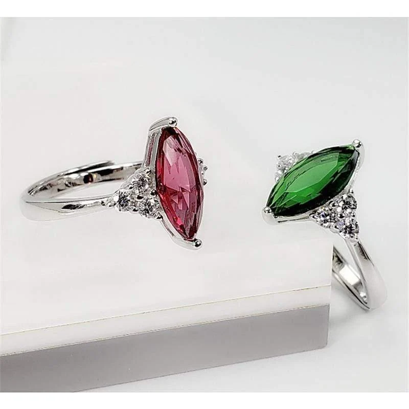 925 Sterling Silber Luxus Diamant Ring Frauen S925 Echt Reines Silber Smaragd Rubin Edelstein Offene Ringe