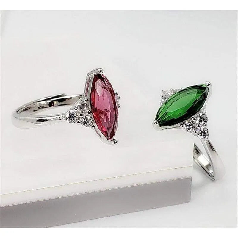 925 Sterling Silber Luxus Diamant Ring Frauen S925 Echt Reines Silber Smaragd Rubin Edelstein Offene Ringe