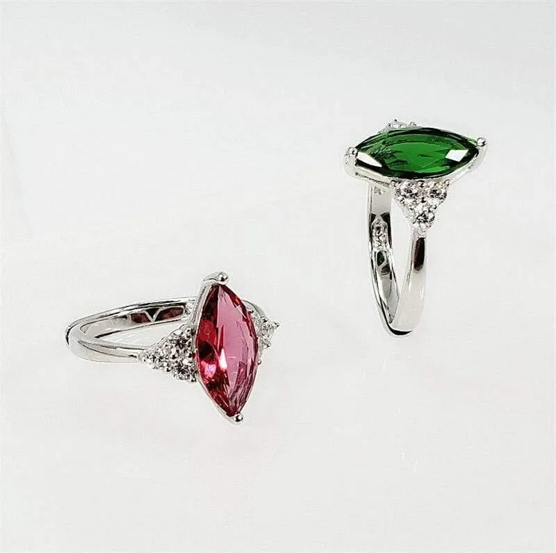 925 Sterling Silber Luxus Diamant Ring Frauen S925 Echt Reines Silber Smaragd Rubin Edelstein Offene Ringe