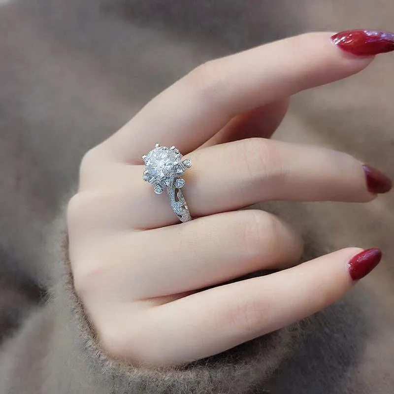 18K 750Au Weißgold 1ct DF Farbe Labordiamant-Verlobungsring Moissanit Halo-Diamantring für Frauen