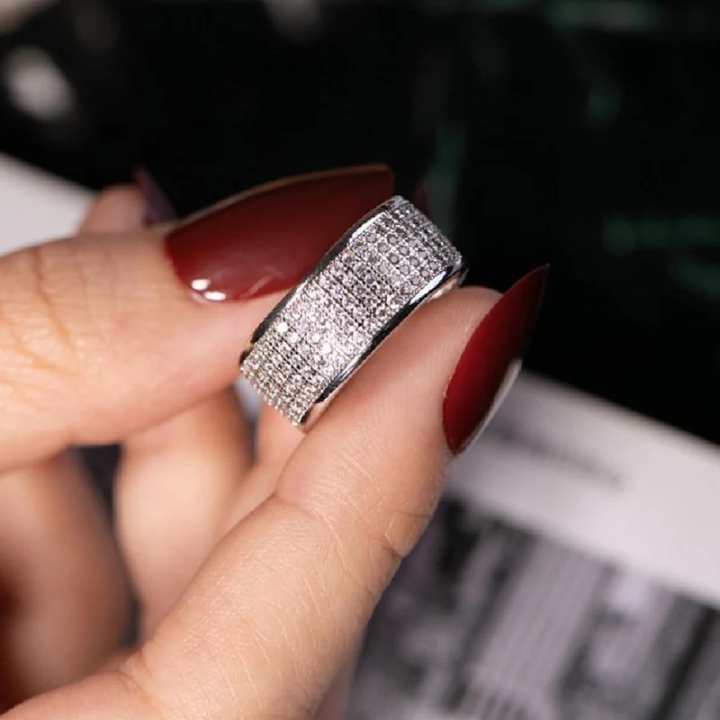 925 Sterling Silber Ring Finger Stempel 10KT Glänzend 286 stücke Voll Simulierte Diamant Ringe für Frau Schmuck