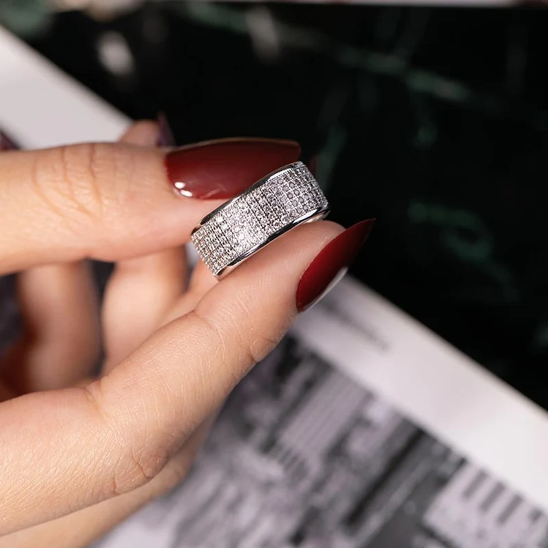 925 Sterling Silber Ring Finger Stempel 10KT Glänzend 286 stücke Voll Simulierte Diamant Ringe für Frau Schmuck
