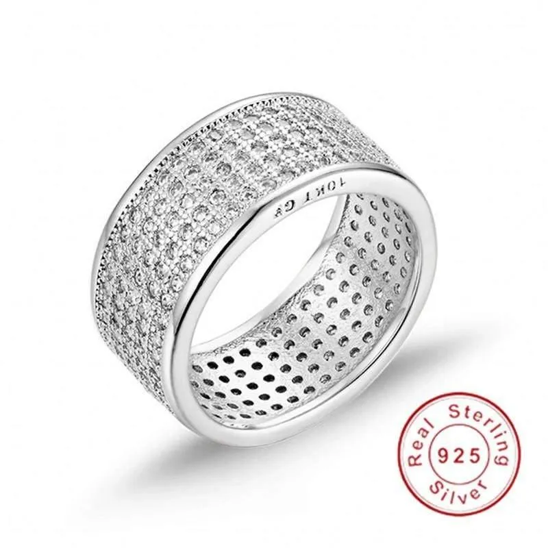925 Sterling Silber Ring Finger Stempel 10KT Glänzend 286 stücke Voll Simulierte Diamant Ringe für Frau Schmuck