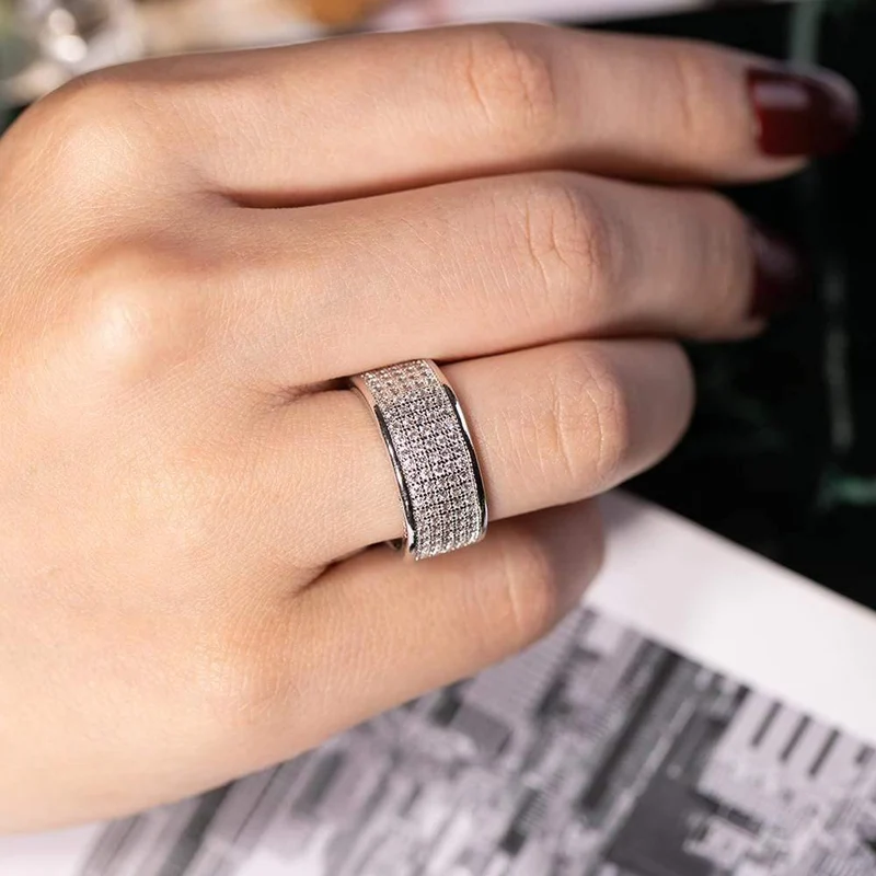 925 Sterling Silber Ring Finger Stempel 10KT Glänzend 286 stücke Voll Simulierte Diamant Ringe für Frau Schmuck