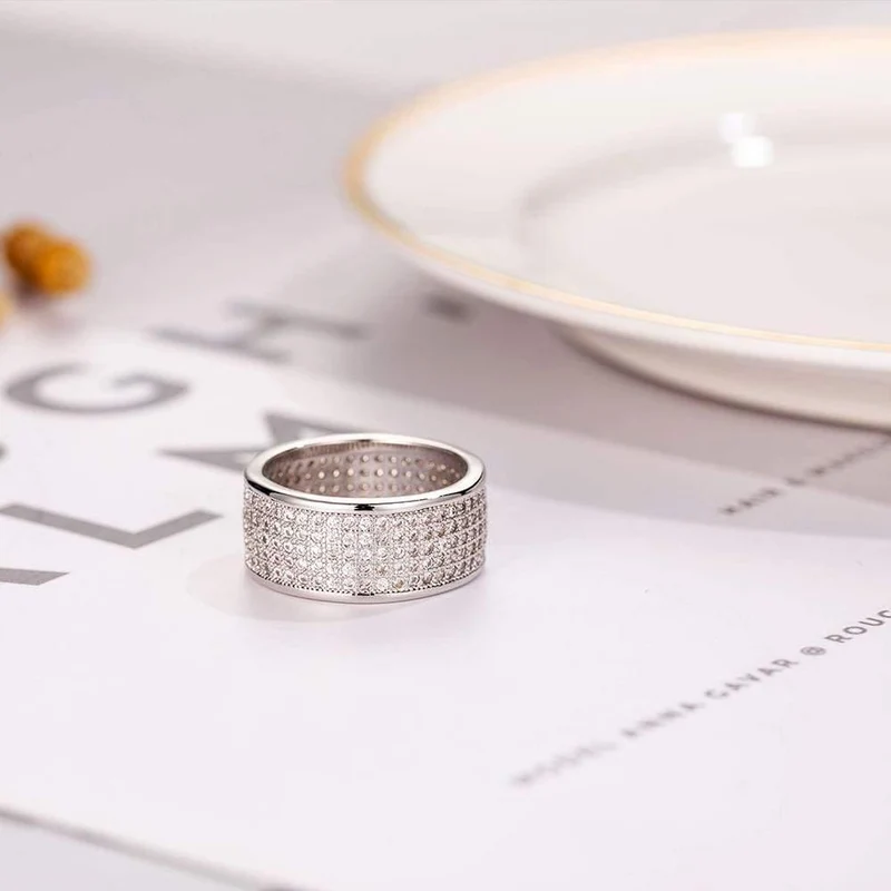 925 Sterling Silber Ring Finger Stempel 10KT Glänzend 286 stücke Voll Simulierte Diamant Ringe für Frau Schmuck