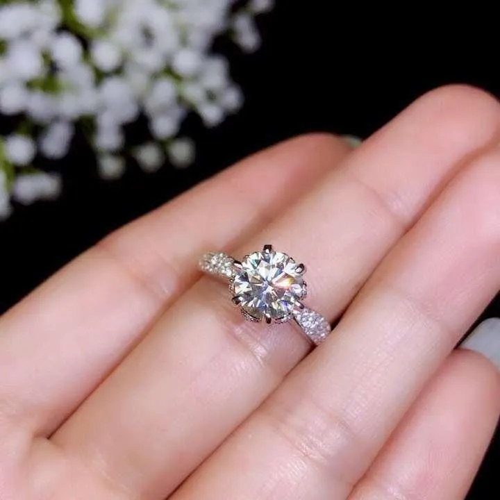 Moissanit, 925er Silber, modisches Design, kräftige Feuerfarbe, Diamant, hohe Härte 1.5 ct