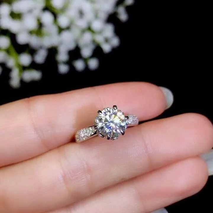 Moissanit, 925er Silber, modisches Design, kräftige Feuerfarbe, Diamant, hohe Härte 1.5 ct