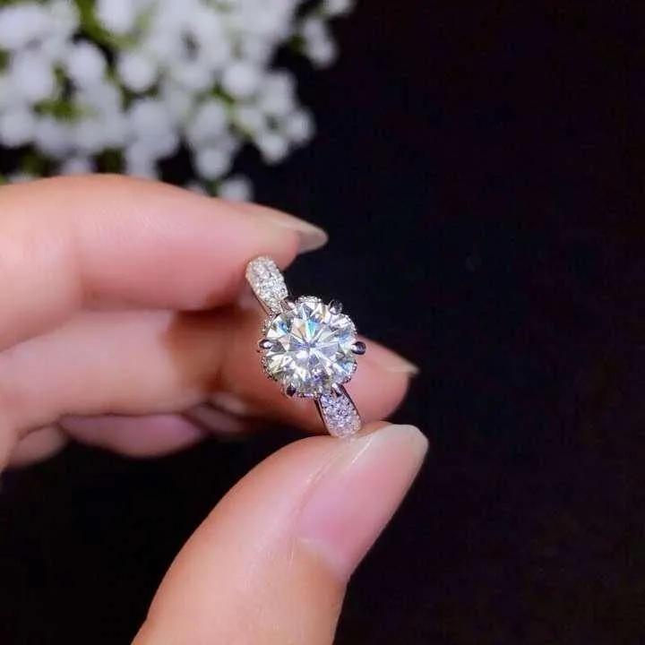 Moissanit, 925er Silber, modisches Design, kräftige Feuerfarbe, Diamant, hohe Härte 1.5 ct