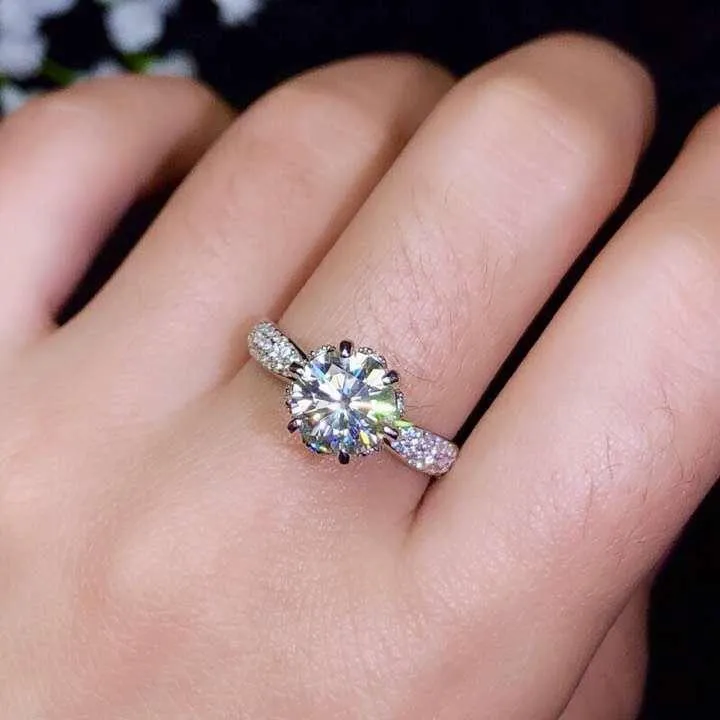 Moissanit, 925er Silber, modisches Design, kräftige Feuerfarbe, Diamant, hohe Härte 1.5 ct