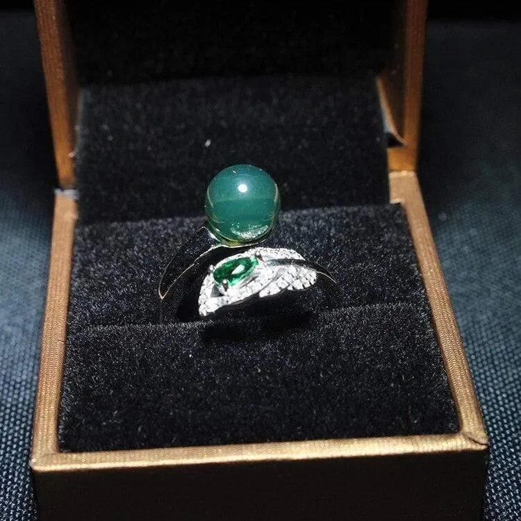 Phönixschwanz-Ring aus blauem Bernstein, größenverstellbarer Ring, hochwertiger Diamantring mit 925er Sterlingsilber, Damenringe