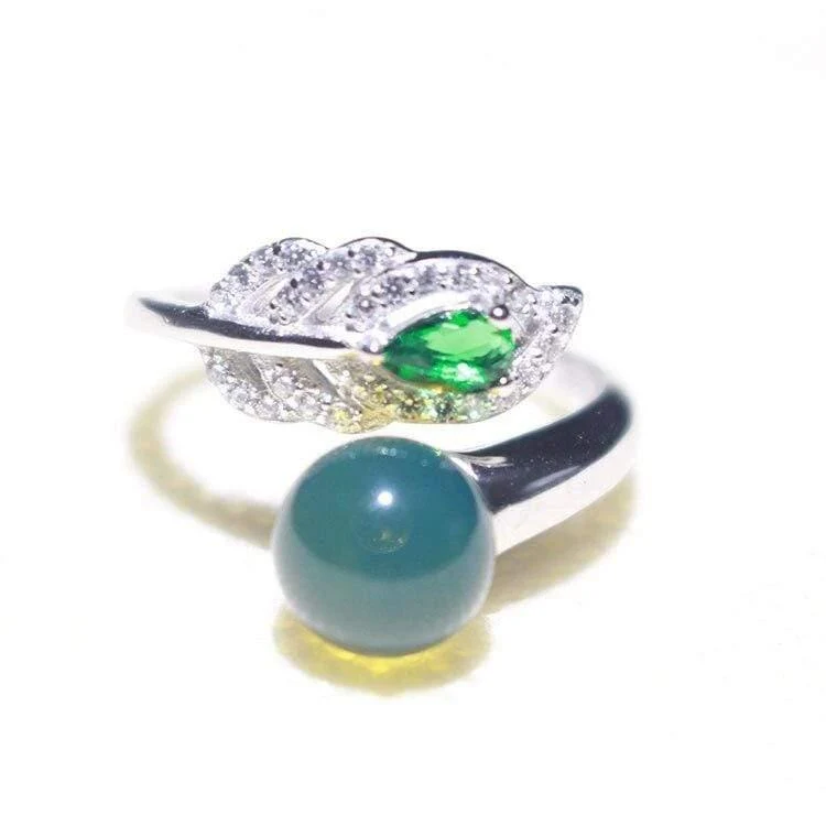 Phönixschwanz-Ring aus blauem Bernstein, größenverstellbarer Ring, hochwertiger Diamantring mit 925er Sterlingsilber, Damenringe