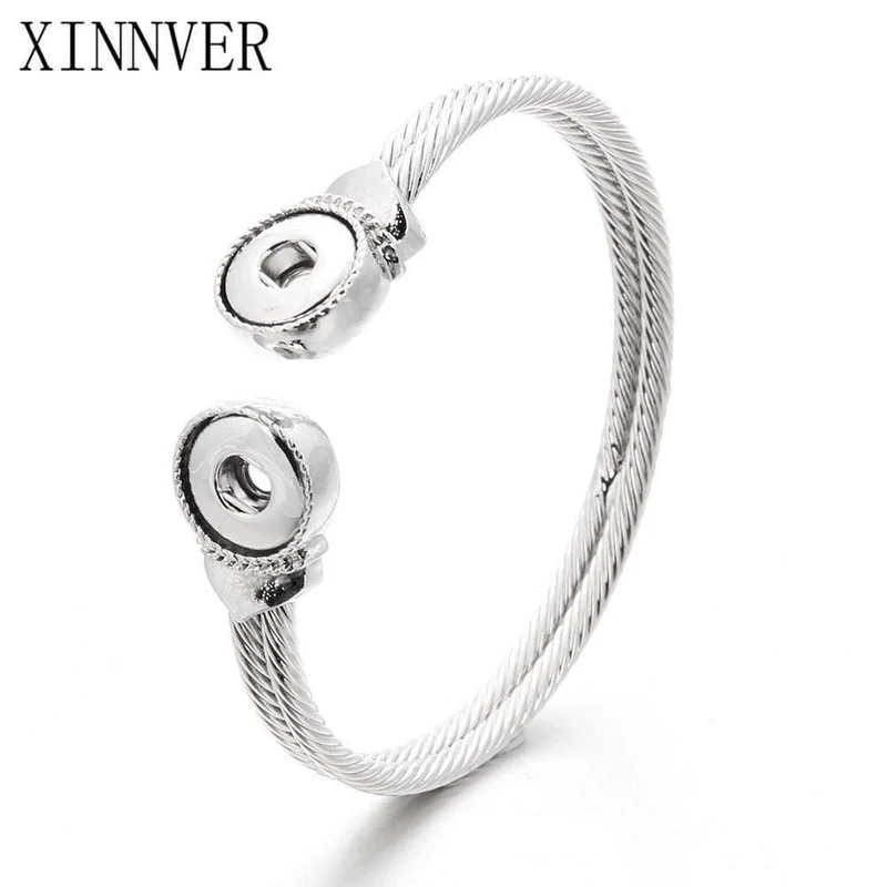 Snap Armband Fit 12mm Druckknopf Schmuck Echt Edelstahl Manschette Armband Unisex DIY Schmuck Geschenke ZE260
