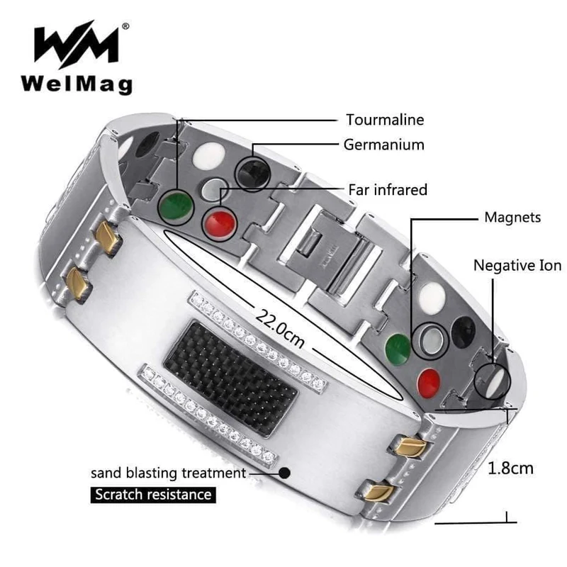 Mode Exquisite Kristall Magnetische Titan Armbänder Armreifen für Männer Germanium Turmalin Männliche Gesundheit Armband