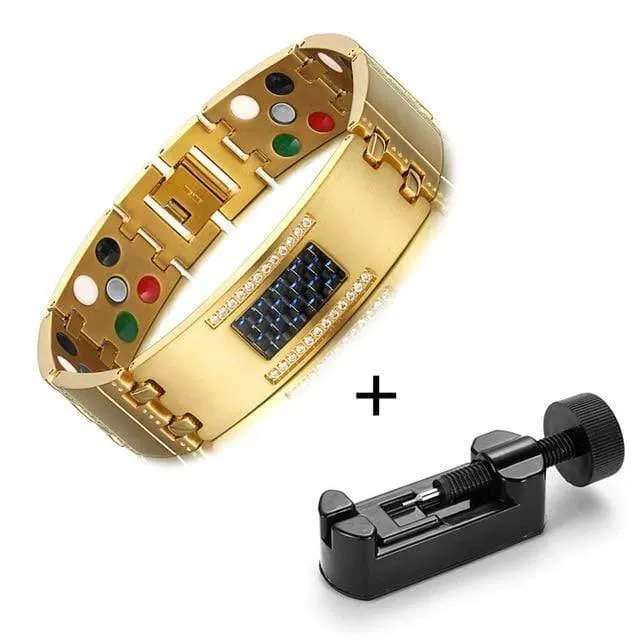 Mode Exquisite Kristall Magnetische Titan Armbänder Armreifen für Männer Germanium Turmalin Männliche Gesundheit Armband
