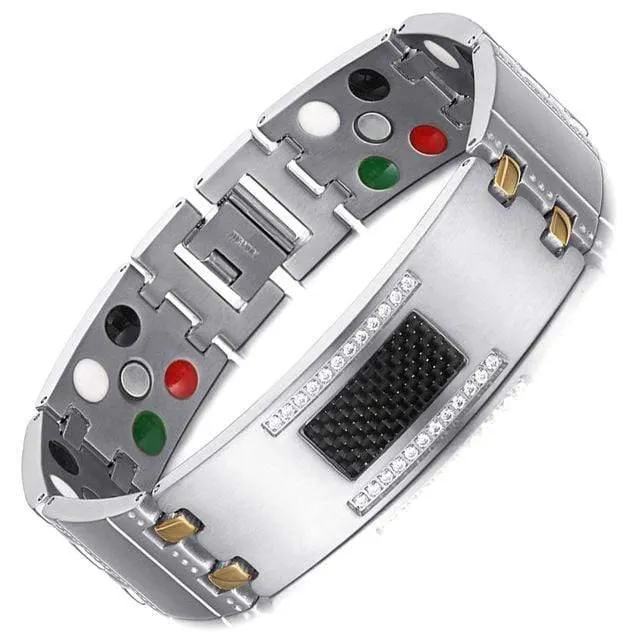 Mode Exquisite Kristall Magnetische Titan Armbänder Armreifen für Männer Germanium Turmalin Männliche Gesundheit Armband