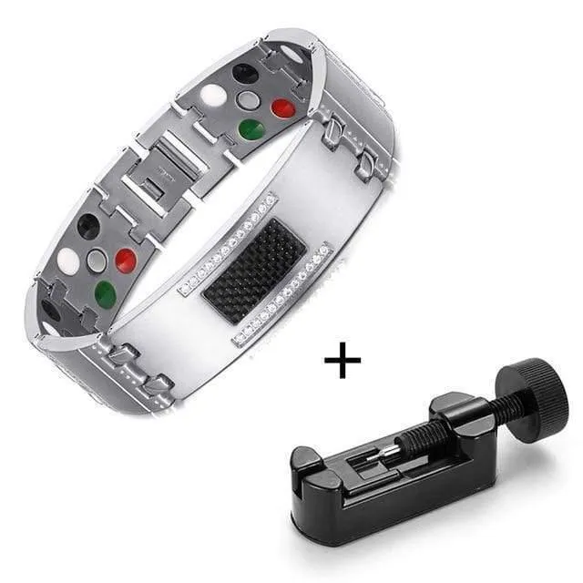 Mode Exquisite Kristall Magnetische Titan Armbänder Armreifen für Männer Germanium Turmalin Männliche Gesundheit Armband