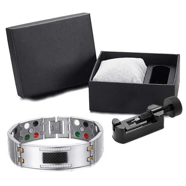 Mode Exquisite Kristall Magnetische Titan Armbänder Armreifen für Männer Germanium Turmalin Männliche Gesundheit Armband