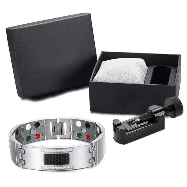 Mode Exquisite Kristall Magnetische Titan Armbänder Armreifen für Männer Germanium Turmalin Männliche Gesundheit Armband