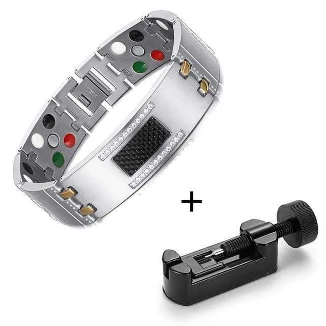 Mode Exquisite Kristall Magnetische Titan Armbänder Armreifen für Männer Germanium Turmalin Männliche Gesundheit Armband