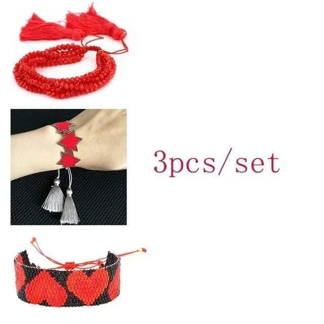 Stern Charm Quaste Schmuck Miyuki Armband für Frauen Delica Perle mit Rotem Herz Pulseras Männer moda mujer