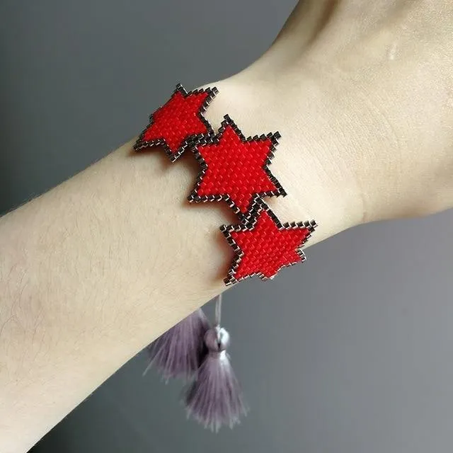 Stern Charm Quaste Schmuck Miyuki Armband für Frauen Delica Perle mit Rotem Herz Pulseras Männer moda mujer