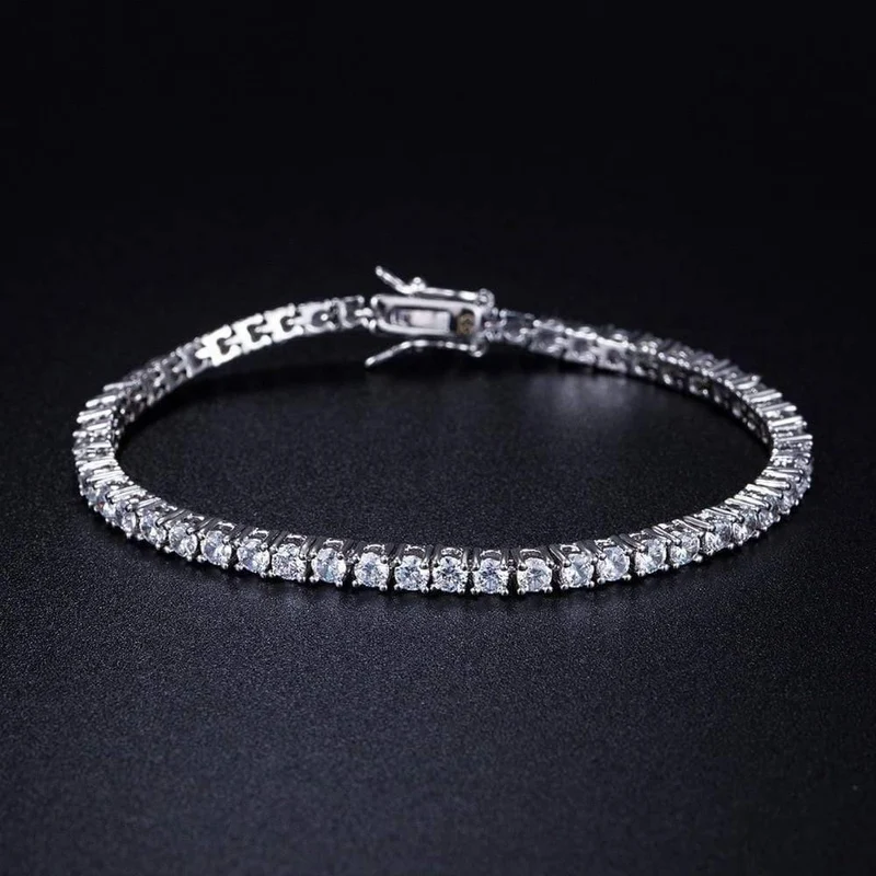 Mädchen weiße Farbe 3.0mm Kubikzironia Tennis Armband für Frauen 7.5 Zoll 3 Optionen Charme Silber Farbe Armband Geschenk