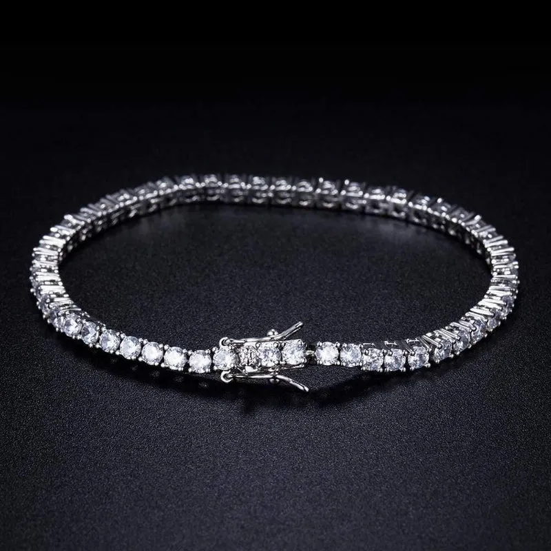 Mädchen weiße Farbe 3.0mm Kubikzironia Tennis Armband für Frauen 7.5 Zoll 3 Optionen Charme Silber Farbe Armband Geschenk