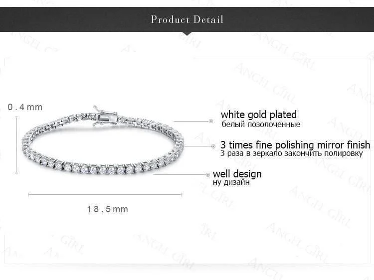 Mädchen weiße Farbe 3.0mm Kubikzironia Tennis Armband für Frauen 7.5 Zoll 3 Optionen Charme Silber Farbe Armband Geschenk