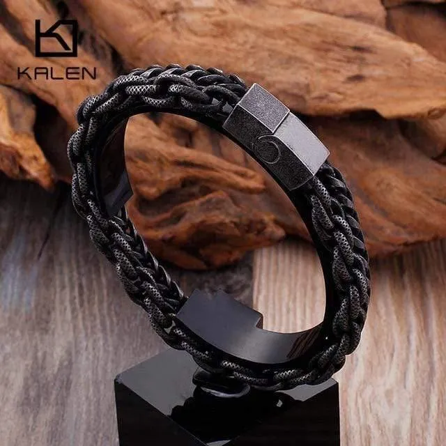 Edelstahl Doppelschicht Gliederkette Armbänder Herren Hip Hop Biker Handkette Armband Drop Shipping Schmuck