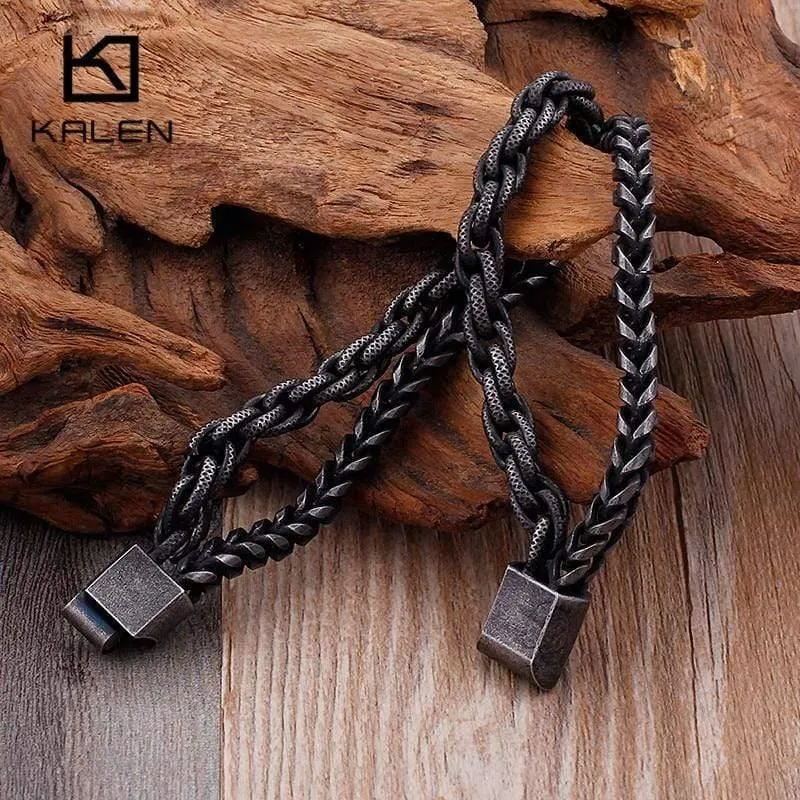 Edelstahl Doppelschicht Gliederkette Armbänder Herren Hip Hop Biker Handkette Armband Drop Shipping Schmuck
