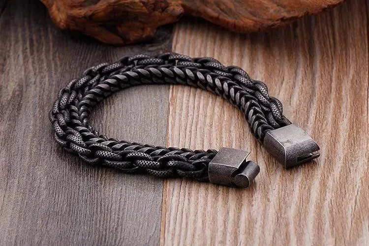 Edelstahl Doppelschicht Gliederkette Armbänder Herren Hip Hop Biker Handkette Armband Drop Shipping Schmuck