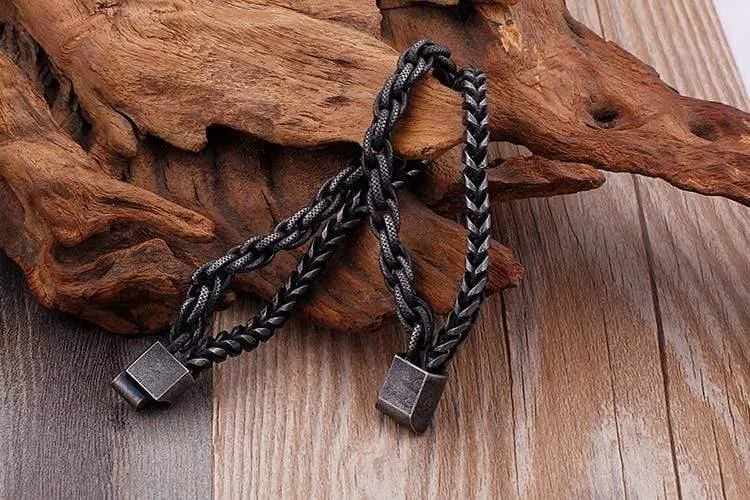 Edelstahl Doppelschicht Gliederkette Armbänder Herren Hip Hop Biker Handkette Armband Drop Shipping Schmuck