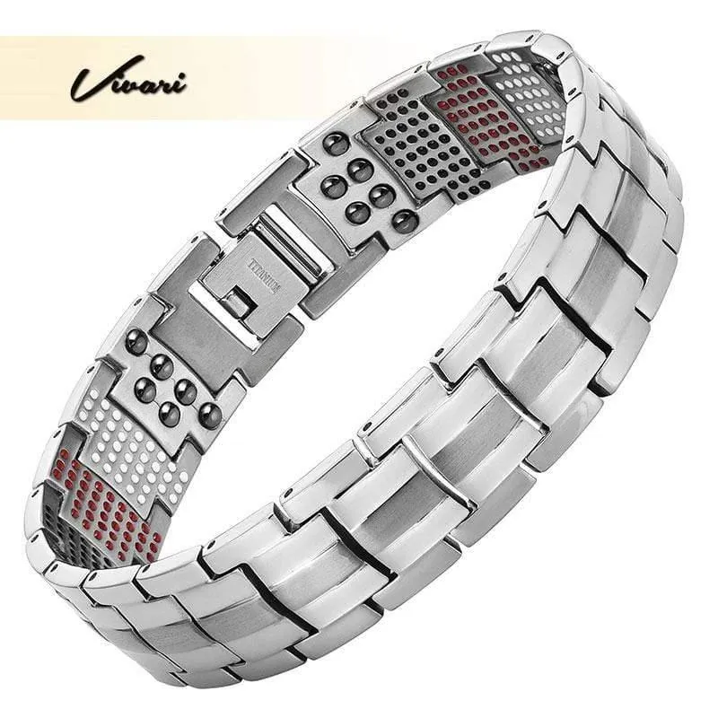 Men's Health Magnetisches Armband für Männer Versilberter Reintitan-Armreif Magnetic Ion Germanium Far Infar Red Bracelets