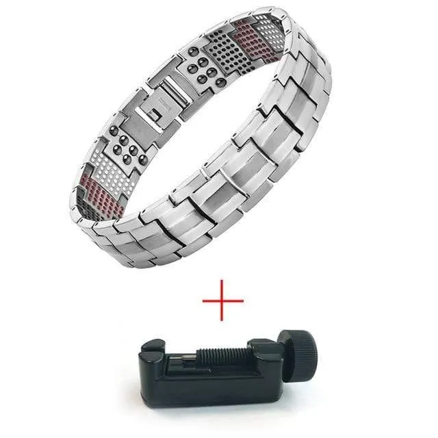 Men's Health Magnetisches Armband für Männer Versilberter Reintitan-Armreif Magnetic Ion Germanium Far Infar Red Bracelets