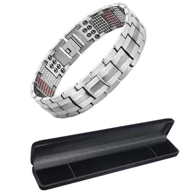 Men's Health Magnetisches Armband für Männer Versilberter Reintitan-Armreif Magnetic Ion Germanium Far Infar Red Bracelets