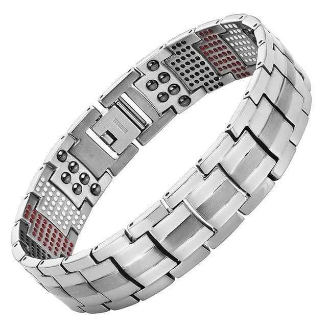 Men's Health Magnetisches Armband für Männer Versilberter Reintitan-Armreif Magnetic Ion Germanium Far Infar Red Bracelets