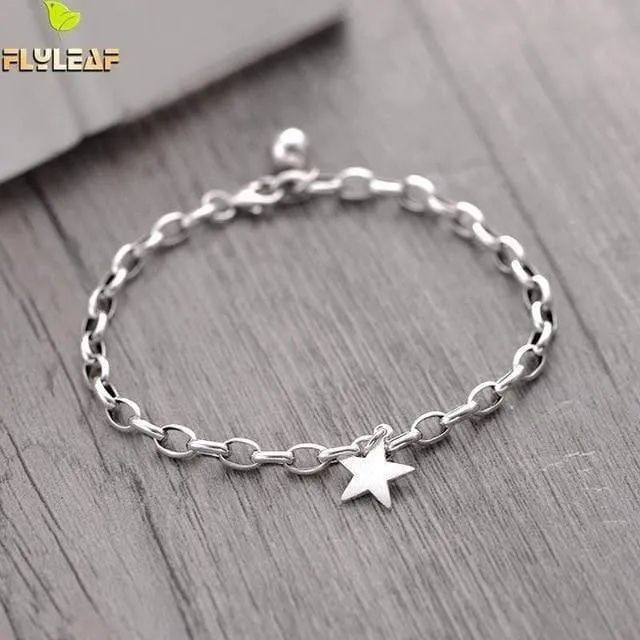 925 Sterling Silber Pentagramm Stern Armbänder Für Frauen Persönlichkeit Einfache Mode Edlen Schmuck Charme Armbänder & Armreifen