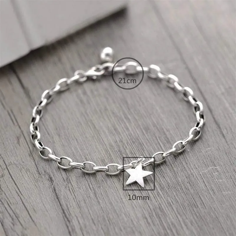 925 Sterling Silber Pentagramm Stern Armbänder Für Frauen Persönlichkeit Einfache Mode Edlen Schmuck Charme Armbänder & Armreifen