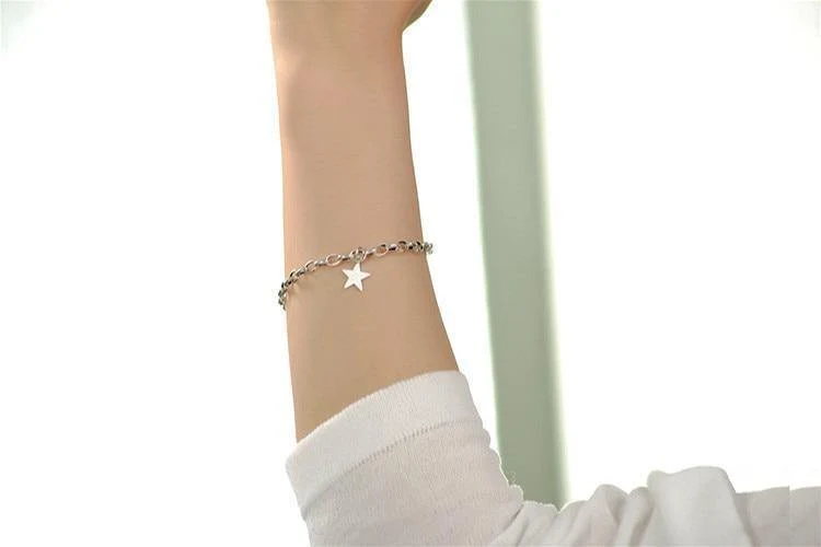 925 Sterling Silber Pentagramm Stern Armbänder Für Frauen Persönlichkeit Einfache Mode Edlen Schmuck Charme Armbänder & Armreifen