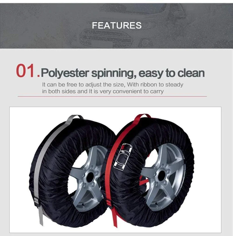 4-teiliges Reserverad-Abdeckungsetui aus Polyester für Winter- und Sommer-Autoreifen, Aufbewahrungstasche, Autoreifen-Zubehör, Fahrzeug-Radschutz