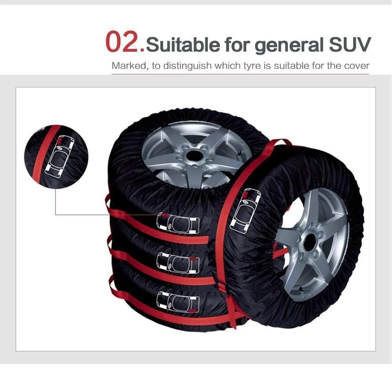 4-teiliges Reserverad-Abdeckungsetui aus Polyester für Winter- und Sommer-Autoreifen, Aufbewahrungstasche, Autoreifen-Zubehör, Fahrzeug-Radschutz