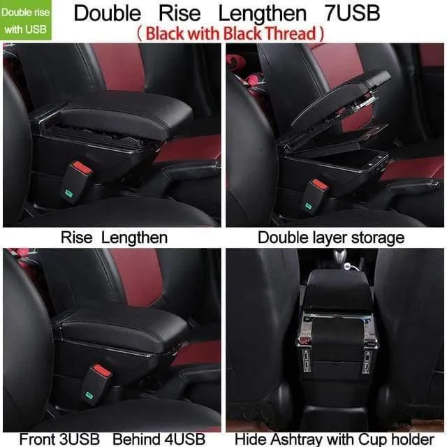 Renault Captur II 2018 Armlehnenbox Universal Auto Mittelkonsole Caja Modifikation Zubehör doppelt angehoben mit USB