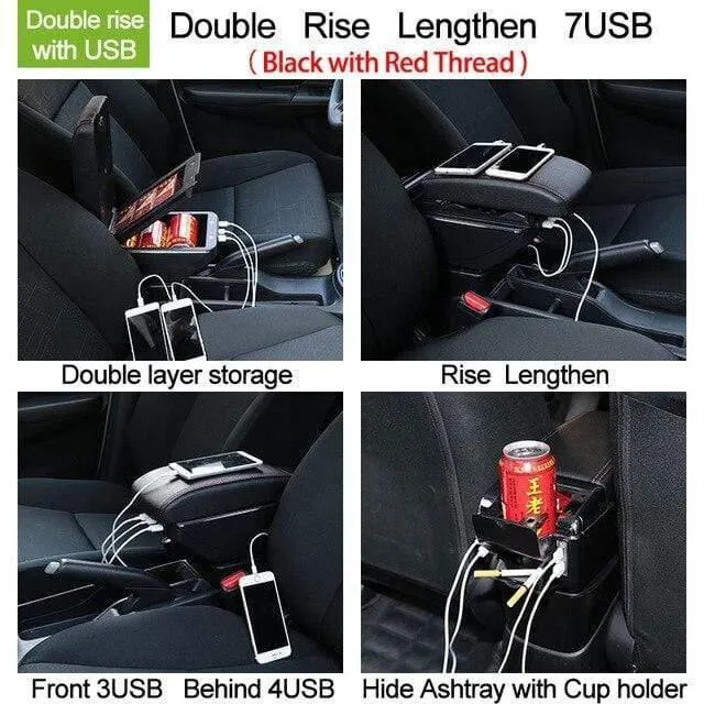 Renault Captur II 2018 Armlehnenbox Universal Auto Mittelkonsole Caja Modifikation Zubehör doppelt angehoben mit USB