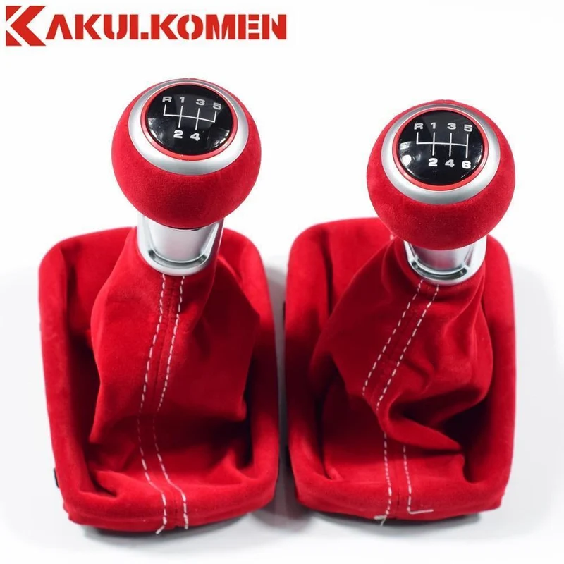 Schwarz Rot 5/6 Gang Wildleder Komplette Schaltknauf Kofferraumabdeckung Gamasche Für Audi A3 S3 2001 2002 2003