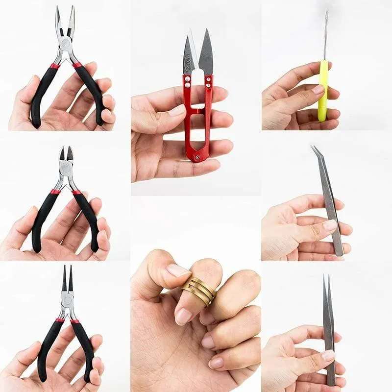8-teiliges Werkzeugset aus rostfreiem Stahl für die Schmuckherstellung mit Zange, Rundzange, Scherenpinzette und Perlenwerkzeugset für die Herstellung von Armbändern und Halsketten