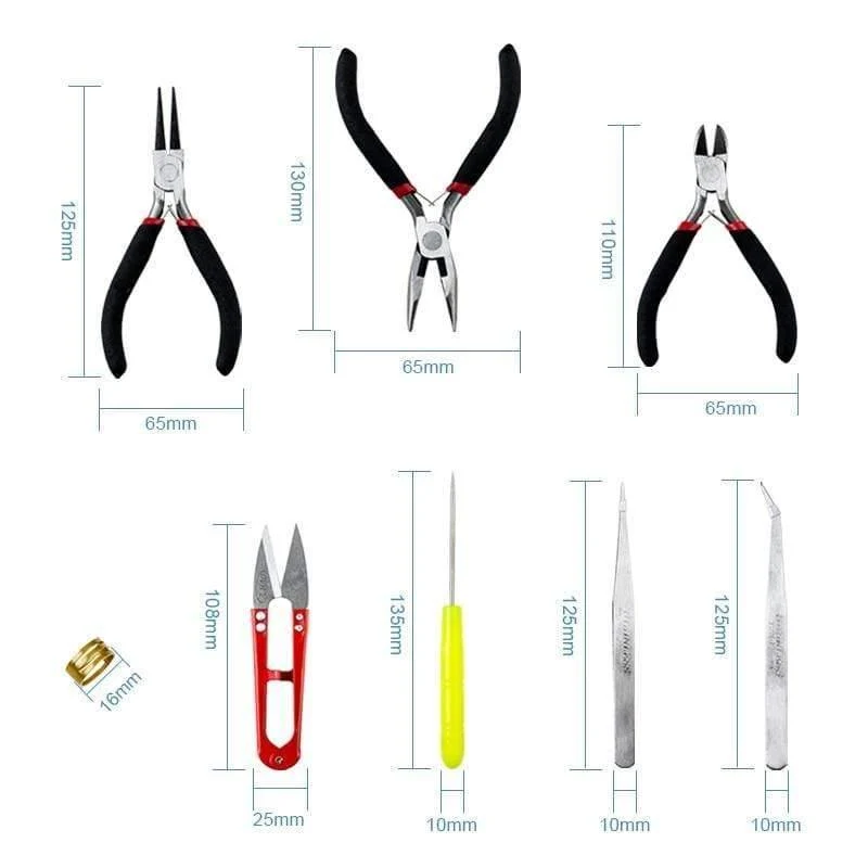 8-teiliges Werkzeugset aus rostfreiem Stahl für die Schmuckherstellung mit Zange, Rundzange, Scherenpinzette und Perlenwerkzeugset für die Herstellung von Armbändern und Halsketten